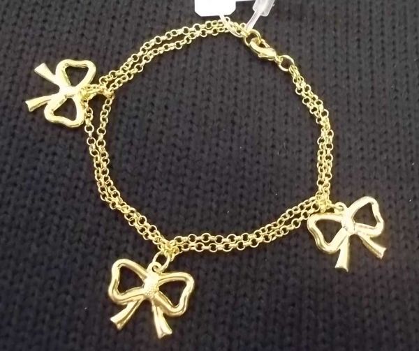 Pulseira lacinho corrente dupla c/ banho de ouro